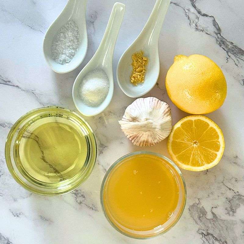 egg free garlic aioli ingredients including oil aquafaba garlic and lemon