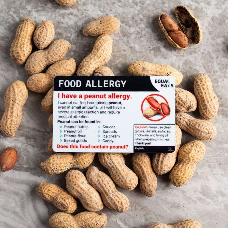 Equal Eats peanut allergy card with peanuts